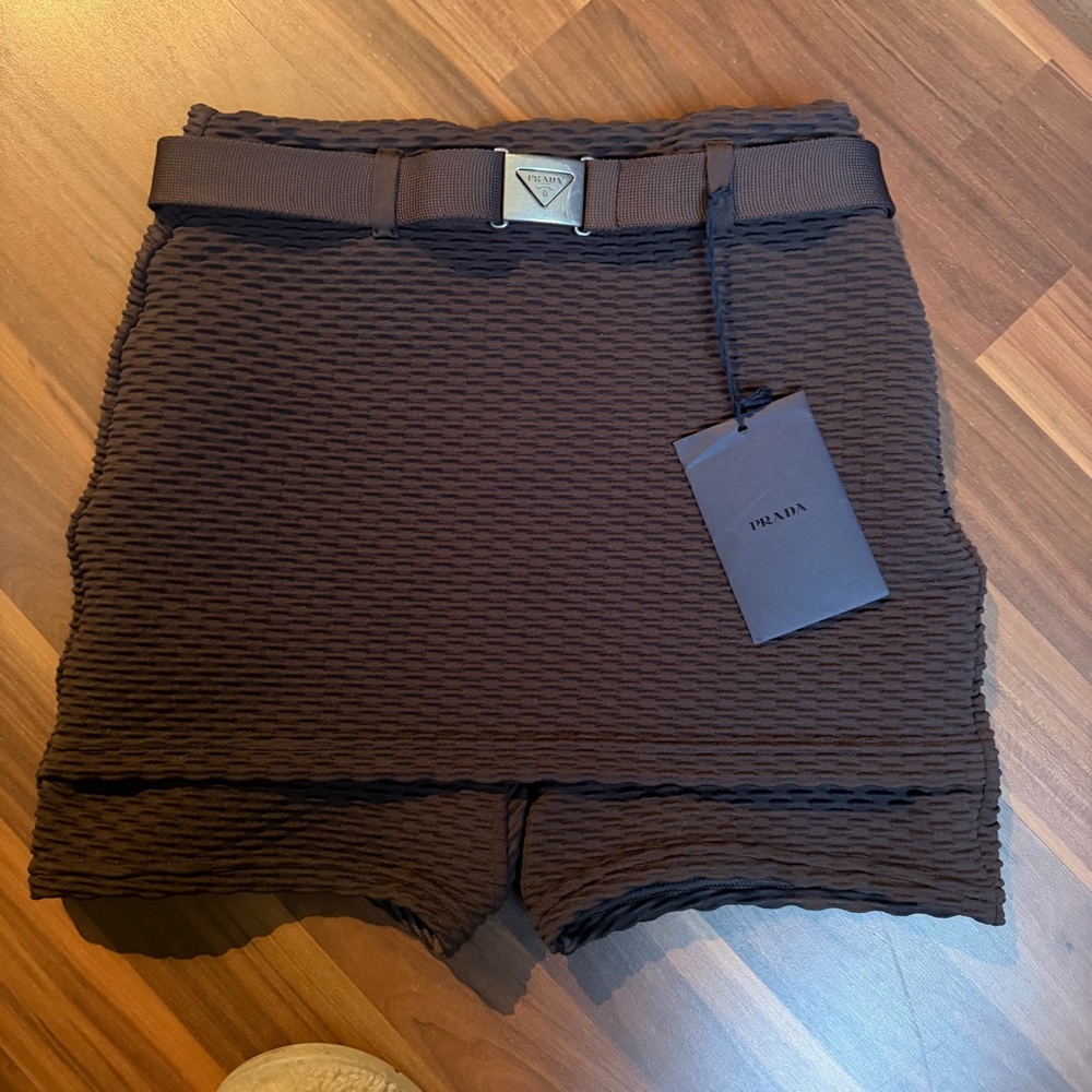 Prada Brown Textured Skort with Belt